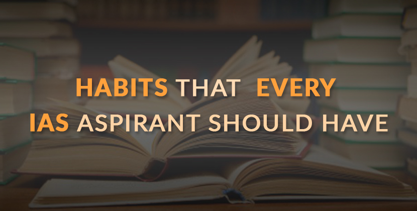 habits that every IAS aspirant should have wordings on a book background