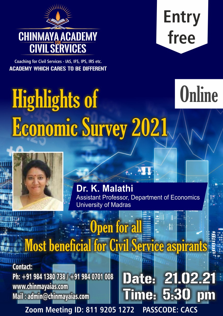 poster on highlights of economic survey 2021