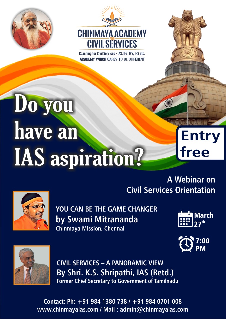 webinar on civil service orientation by Chinmaya IAS Academy